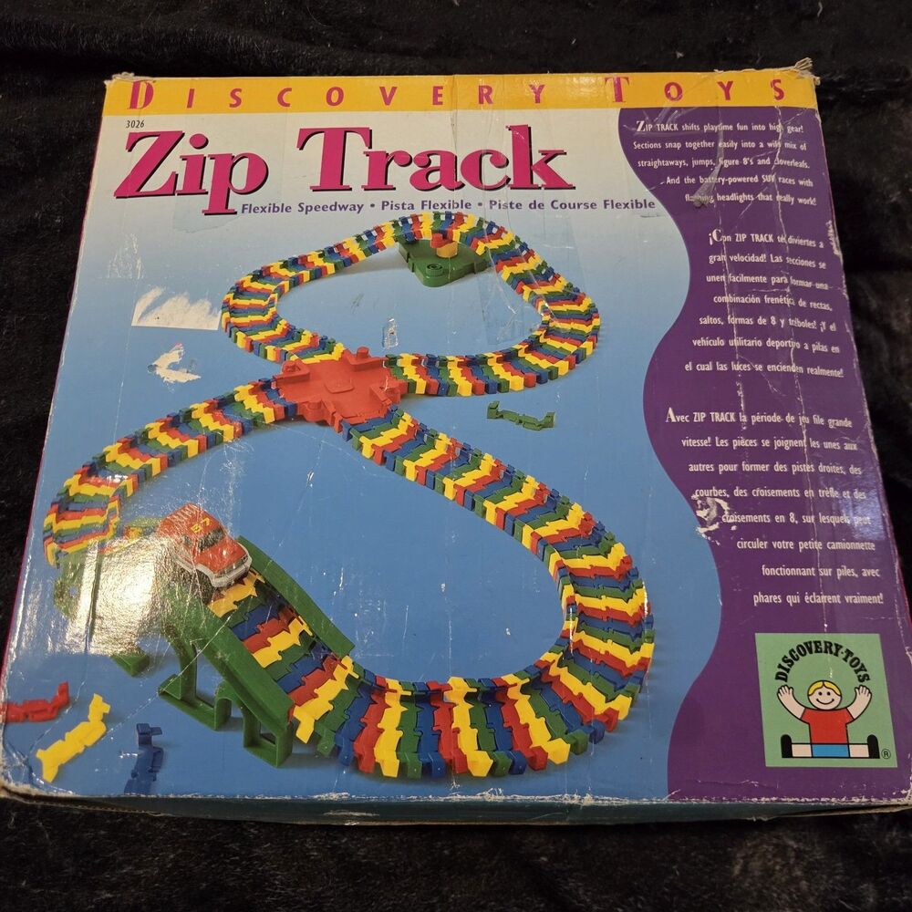Discovery Toys Zip Track Flexible Speedway Track Pieces And 4 Cars